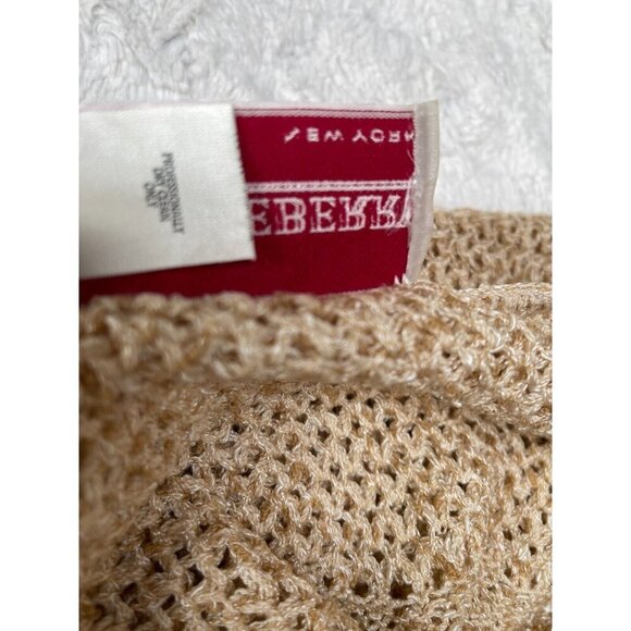 Vintage Castleberry London New York Size 10 Crochet Knit Puff Sleeve Sweater Tan - Picture 8 of 9